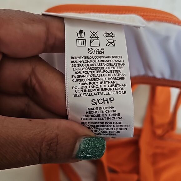 Michael Kors 2-Piece Bikini Top & Bikini Mid-Rise Bikini Bottom Small Orange - Picture 15 of 16